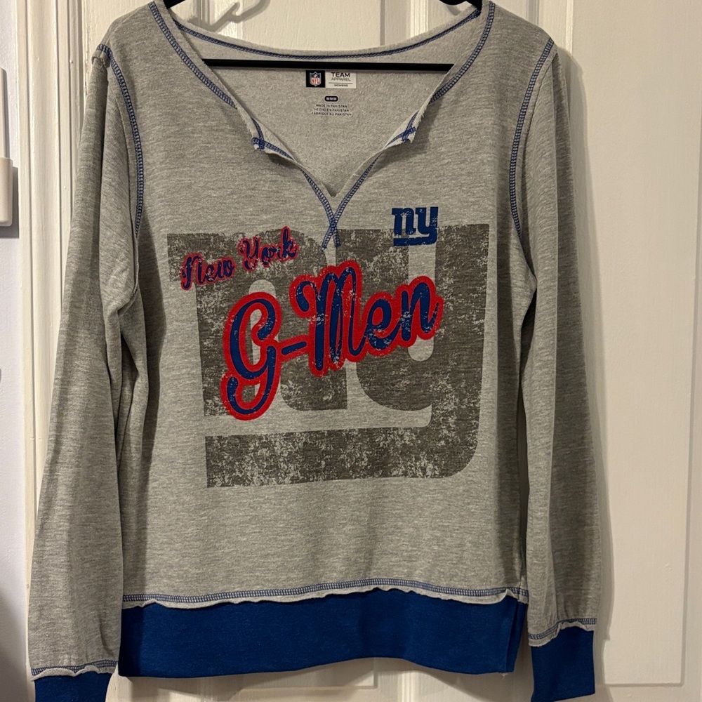 Gray and Blue Long Sleeve Women's Top